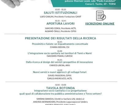 PROSSIMITÀ E SALUTE, A TERNI LE CONCLUSIONI DEL PROGETTO DI RICERCA