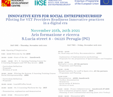 MEETING IKSE Innovative Keys for Social Entrepreneurship - 25 e 26 novembre 2021
