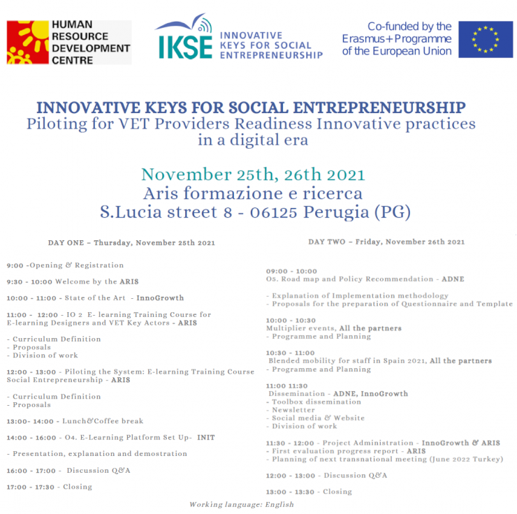 MEETING IKSE Innovative Keys for Social Entrepreneurship - 25 e 26 novembre 2021