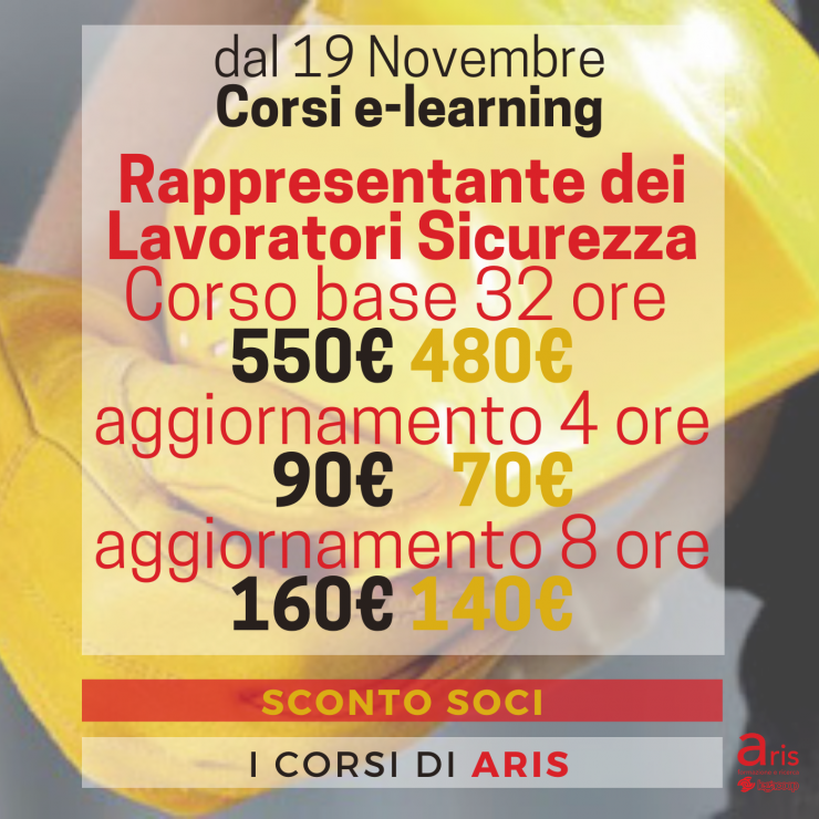 DAL 19 NOVEMBRE I CORSI RLS IN E-LEARNING